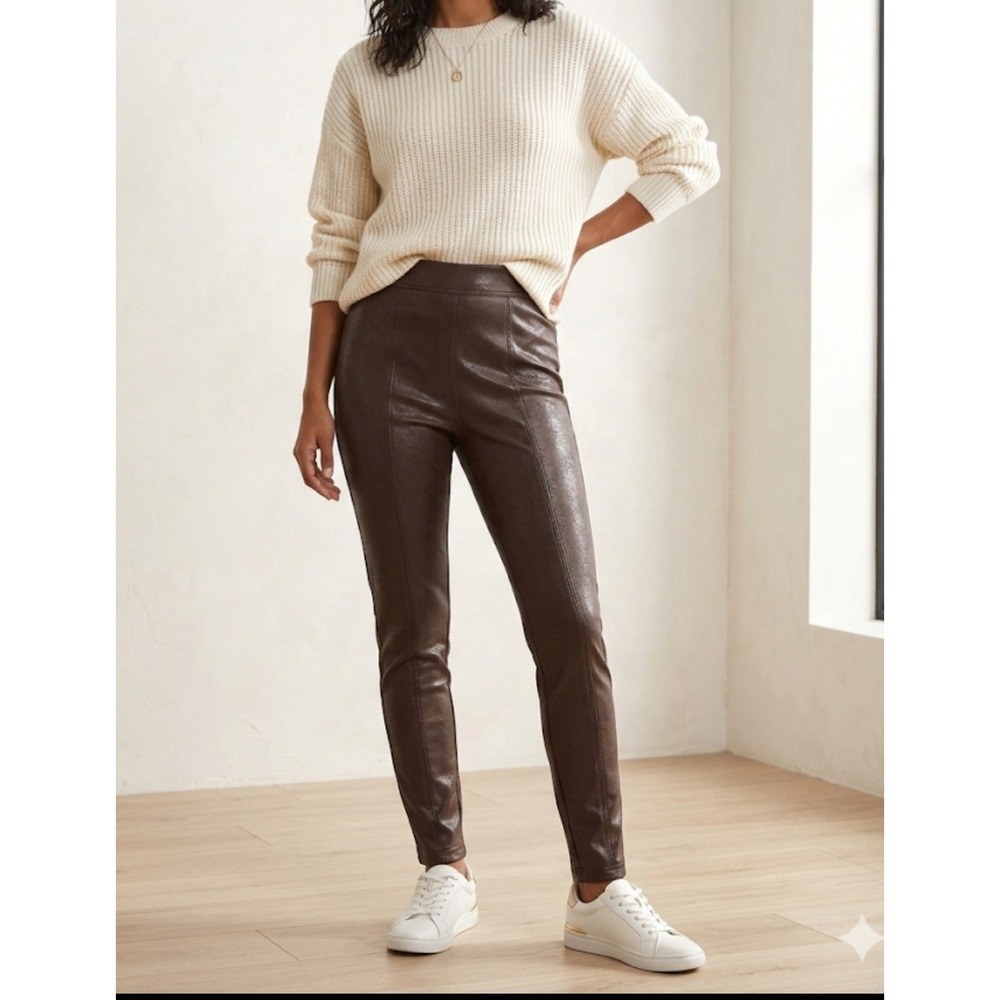 Ci Sono High Waisted Leather Legging ByCi Sono Stile PUP22 BROWN SIZE M